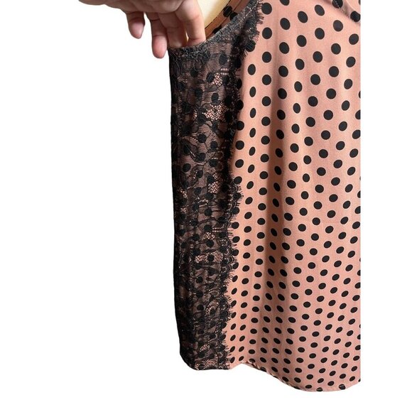 Loft Women's Size M Polka Dot Side Lace Scoop Neck Tank Top Whimsigoth Fairy - Picture 3 of 4